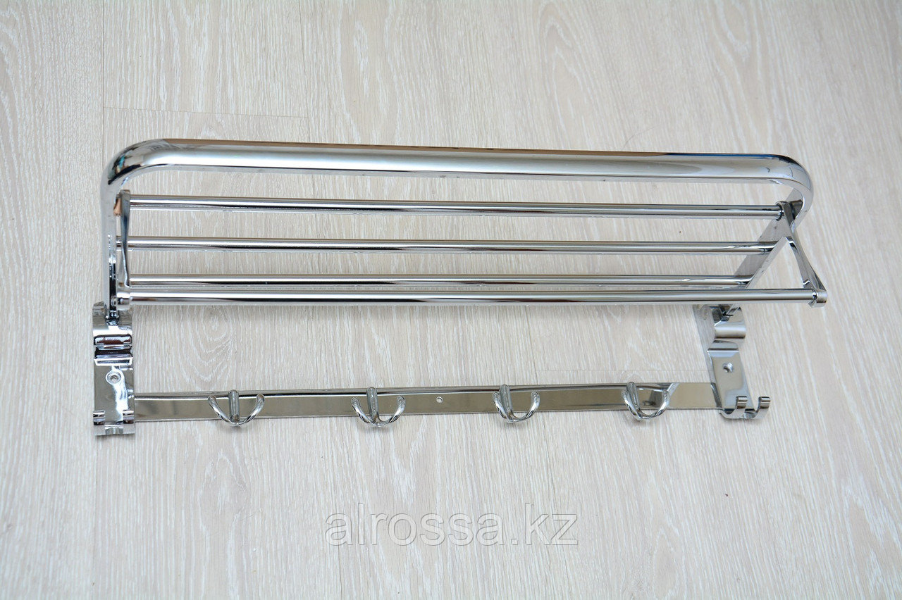 Полка металлическая настенная с крючками P5203 Хром, фото 1