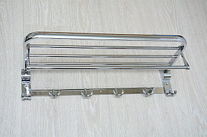 Полка металлическая настенная с крючками P5203 Хром