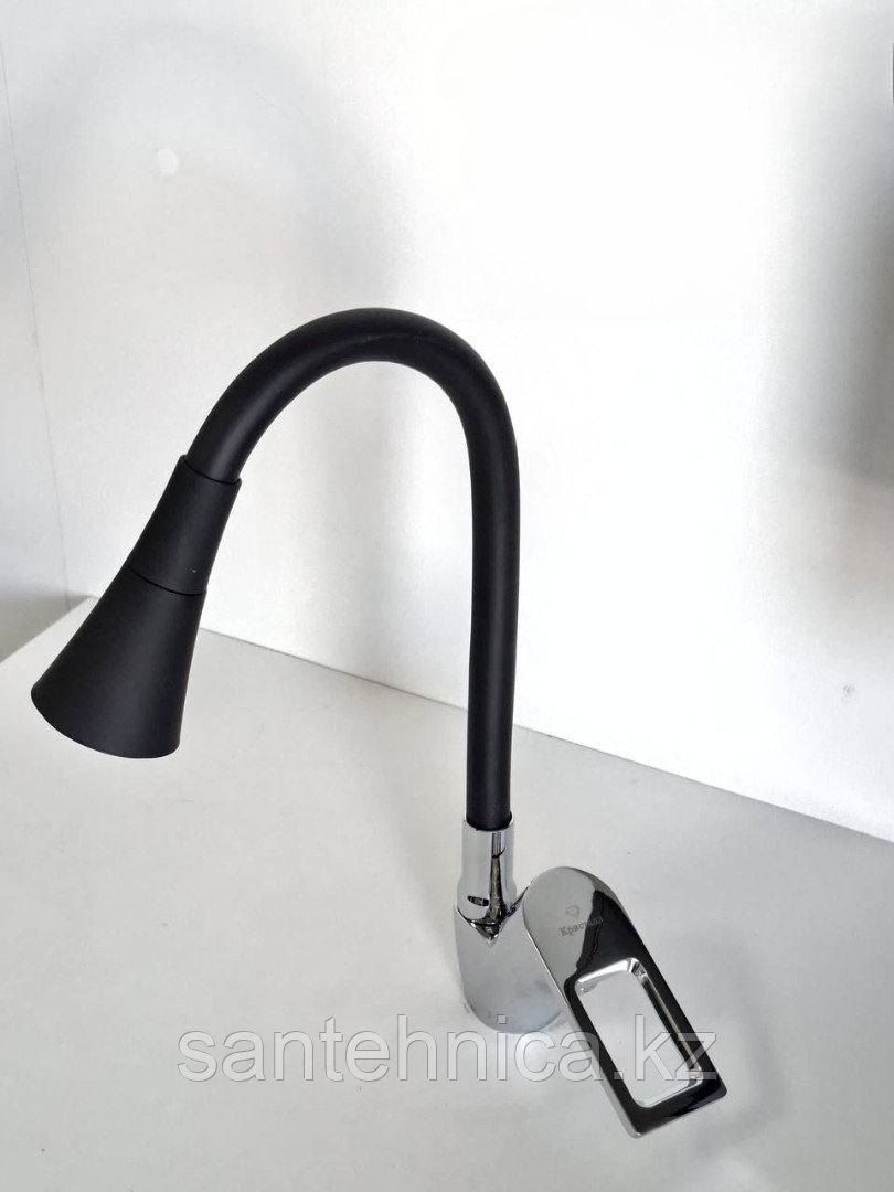 Қоспалауыш /Смеситель Кристалл 748-404D гибкий черный