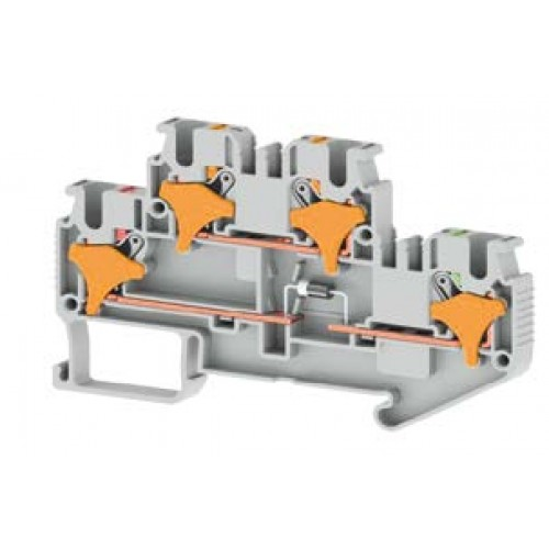 Клеммник 2-х ярусный пружинный быстрозажимной (Push in), 2,5 мм.кв., с диодом, (серый); PRD 2,5-2FD-, фото 1