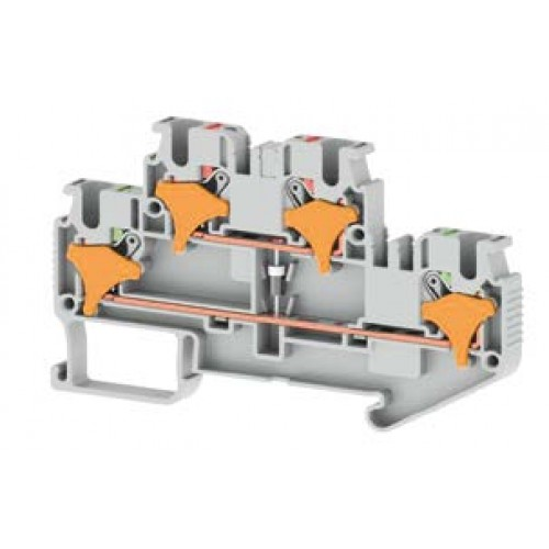 Клеммник 2-х ярусный пружинный быстрозажимной (Push in), 2,5 мм.кв., с диодом, (серый); PRD 2,5-2FD-, фото 1