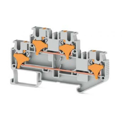 Клеммник 2-х ярусный пружинный быстрозажимной (Push in), 2,5 мм.кв. (серый); PRD 2,5-2F, фото 1