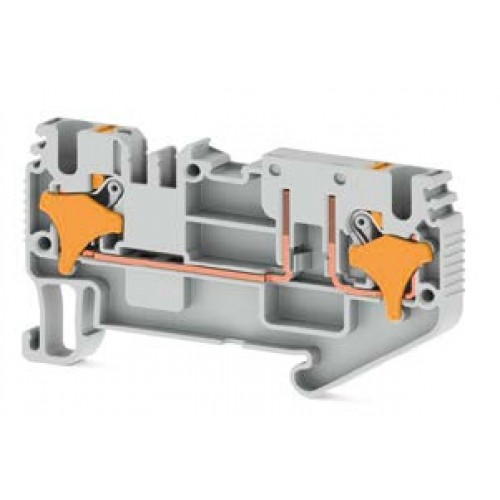 Клеммник пружинный быстрозажимной (Push in), 2,5 мм.кв. (серый); PRD 2,5AK, фото 1