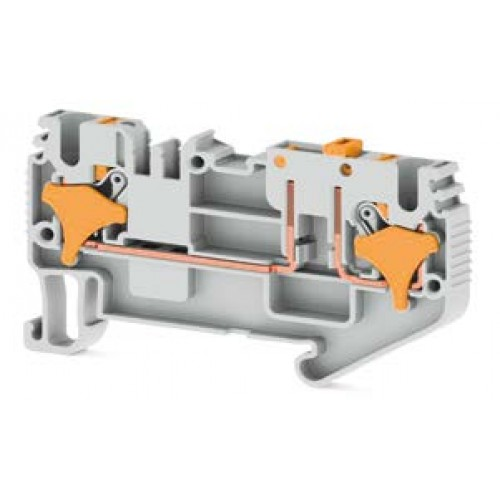 Клеммник пружинный быстрозажимной (Push in) 2,5 мм.кв., с размыкателем (серый); PRD 2,5A, фото 1