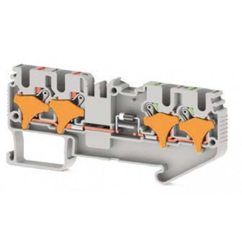 Клеммник пруж.быстрозажимной (Push in), 4-х выводной, 2,5мм.кв., с диодом, (серый); PRD 2,5CD-B, фото 1