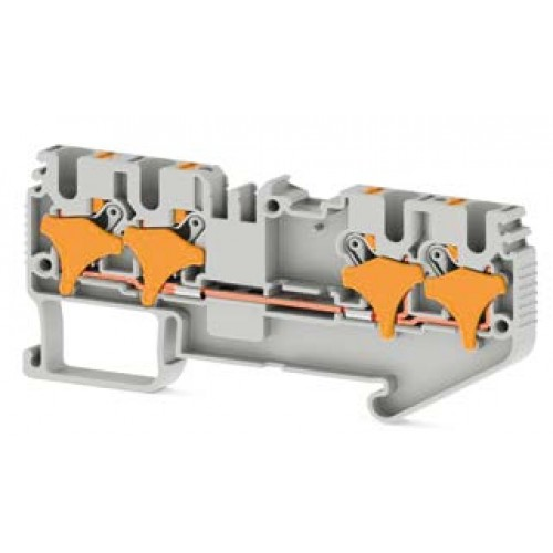 Клеммник пруж.быстрозажимной (Push in), 4-х выводной, 2,5мм.кв., (серый); PRD 2,5С, фото 1