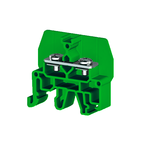 Болтовой Клеммник под вилочный наконечник на DIN-рейку 6 мм.кв. (зеленый); CPB 6, фото 1