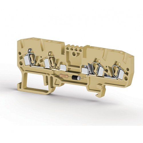 Клеммник пружинный 4-х выводной, с индикацией 48 VDC, 2,5 мм.кв., (бежевый); YBK 2,5 CLD 48VDC, фото 1