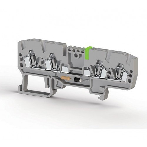 Клеммник пружинный 4-х выводной, с индикацией 220 VAC, 2,5 мм.кв., (серый); YBK 2,5 CLD 220VAC, фото 1