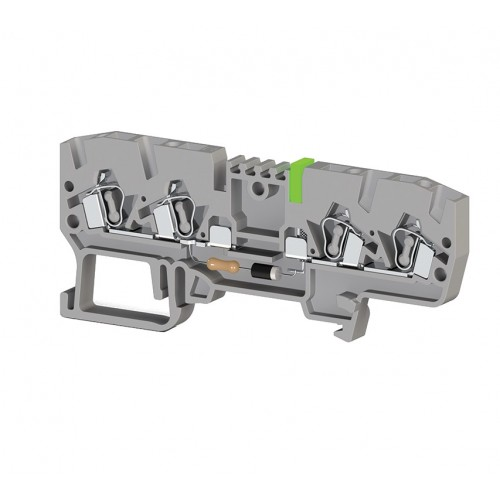 Клеммник пружинный 4-х выводной, с индикацией 24 VAC, 2,5 мм.кв., (серый); YBK 2,5 CLD 24VAC, фото 1