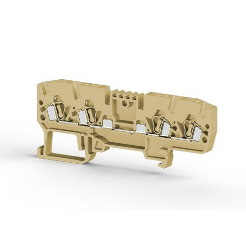 Клеммник пружинный 4-х выводной, без внутр. соединения, 2,5 мм.кв., (бежевый); YBK 2,5CX2, фото 1