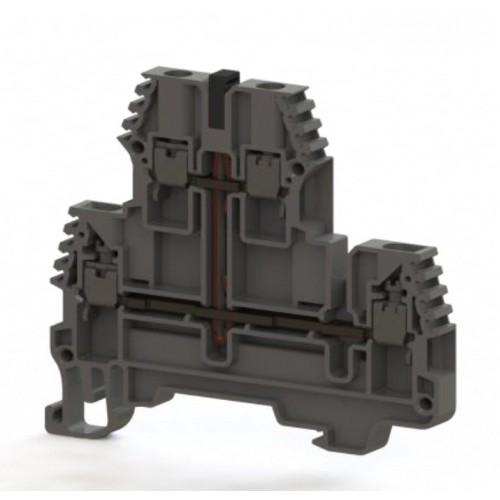 Клеммник 2-х ярусный, 2,5 мм.кв., с внутр.перемычкой, (серый); PIK 2,5RDK, фото 1