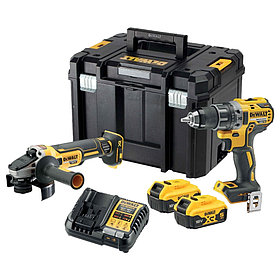 Аккумуляторный набор DEWALT DCK2020P2T: дрель-шуруповерт DCD791 + угловая шлифмашина DCG405 + 2АКБ 5А*ч и ЗУ,