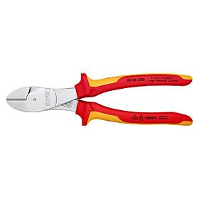 Диэлектрические бокорезы KNIPEX усиленные с двухкомпонентной рукояткой 200мм 7406200