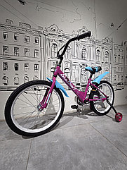 Двухколесный Детский велосипед "Skillmax" 20" колеса. С боковыми колесами и крыльями. Розовый.