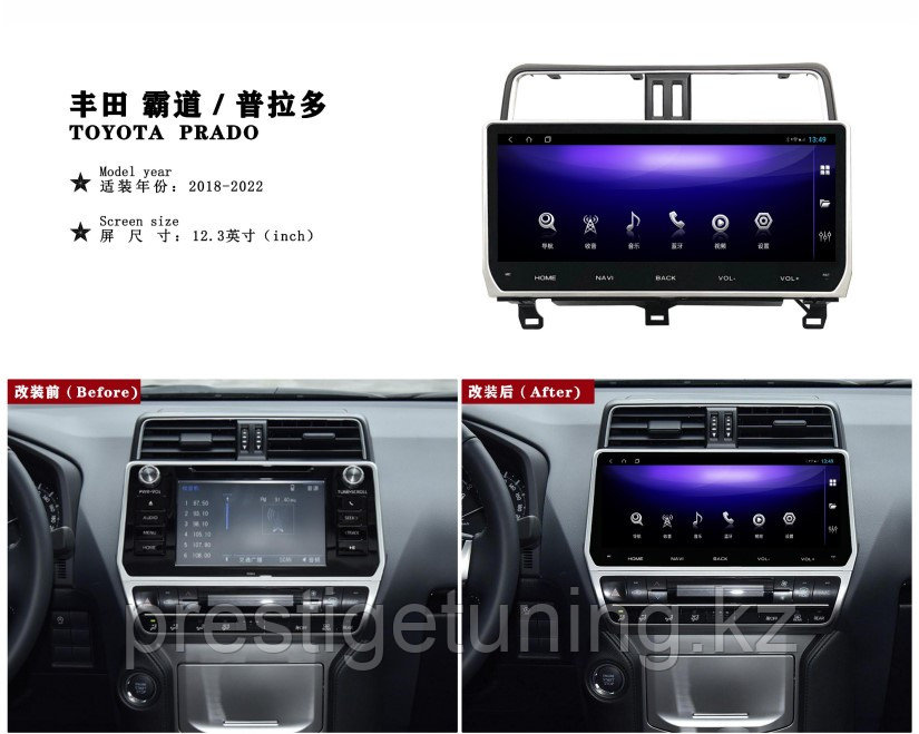 Монитор (головное устройство) на Land Cruiser Prado 150 2018-23 12,3 (8-128)