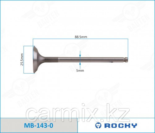 MB1430, 1011A327, Клапан выпускной MITSUBISHI LANCER 4A91 V-1.5 16V 2007-2017, 25.5*5*88*5 ROCKY, фото 1