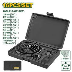 JDKJ4416, Jadever, Набор кольцевых пил из углеродистой стали Набор из 16 кольцевых пил