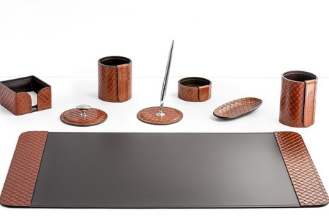 Настольный набор Buvardo ZEN, 8 предметов из кожи Full Grain тречча/Cuoietto, фото 1