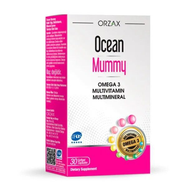 Мультивитамины для беременных, Ocean Mummy (Океан Мумми) Omega 3, Orzax, с Омега-3, 30 капсул