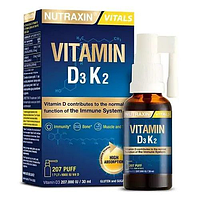 Nutraxin (Нутраксин) Vitals Vitamin D3 + K2 для поддержки здоровья костей, 30 мл (207 распылений)