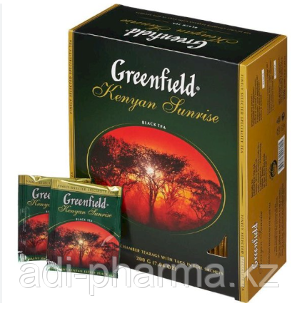 Чай Greenfield Kenyan Sunrise, черный, 100 пакетиков, фото 1