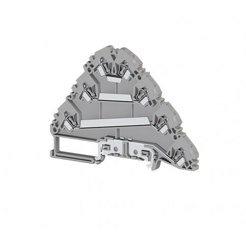 Клеммник пружинный 3-х ярусный с контактом на рейку, 2,5мм.кв., (серый); YBK 2,5-3 FT, фото 1