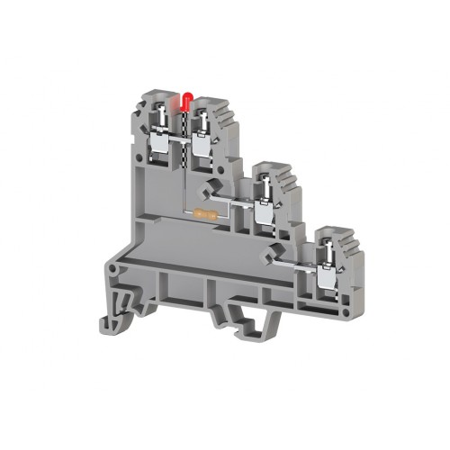 Клеммник 3-х ярусный для датчиков, 2,5мм.кв., с индикацией 24 VDC, (серый); PUK 3 SLD (PNP), фото 1