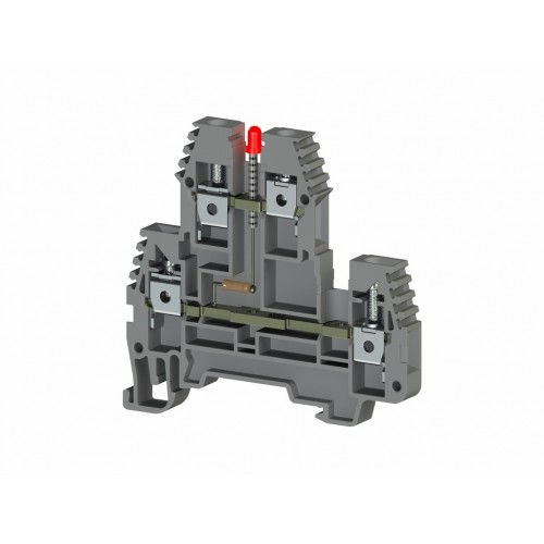 Клеммник 2-х ярусный, 4 мм.кв., с индикацией 24 VDC, (серый); PIK4 NLD 24VDC, фото 1
