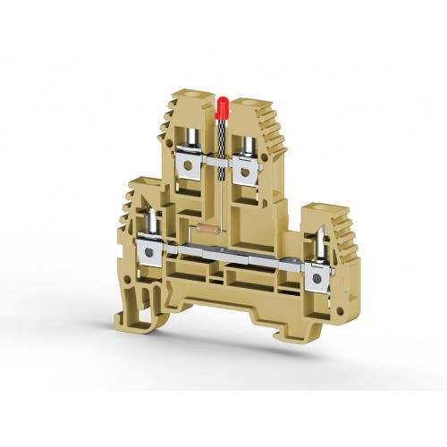 Клеммник 2-х ярусный, 4 мм.кв., с индикацией 24 VDC, (бежевый); PIK4 NLD 24VDC, фото 1