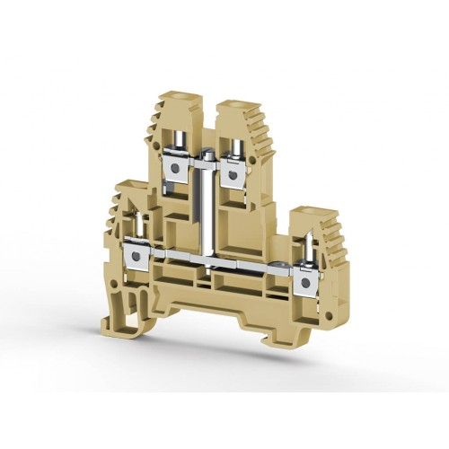 Клеммник 2-х ярусный  4мм.кв., с внутр.перемычкой, (бежевый); PIK4NK, фото 1