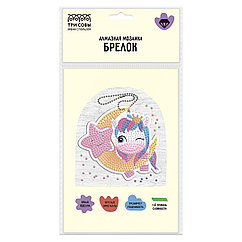 Алмазная мозаика, брелок ТРИ СОВЫ "Единорожка на луне", пакет с европодвесом