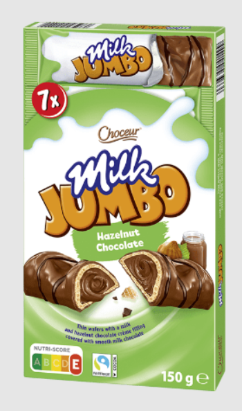 Шоколадные батончики Milk JUMBO Hazelnut Chocolate 150 гр / Choceur