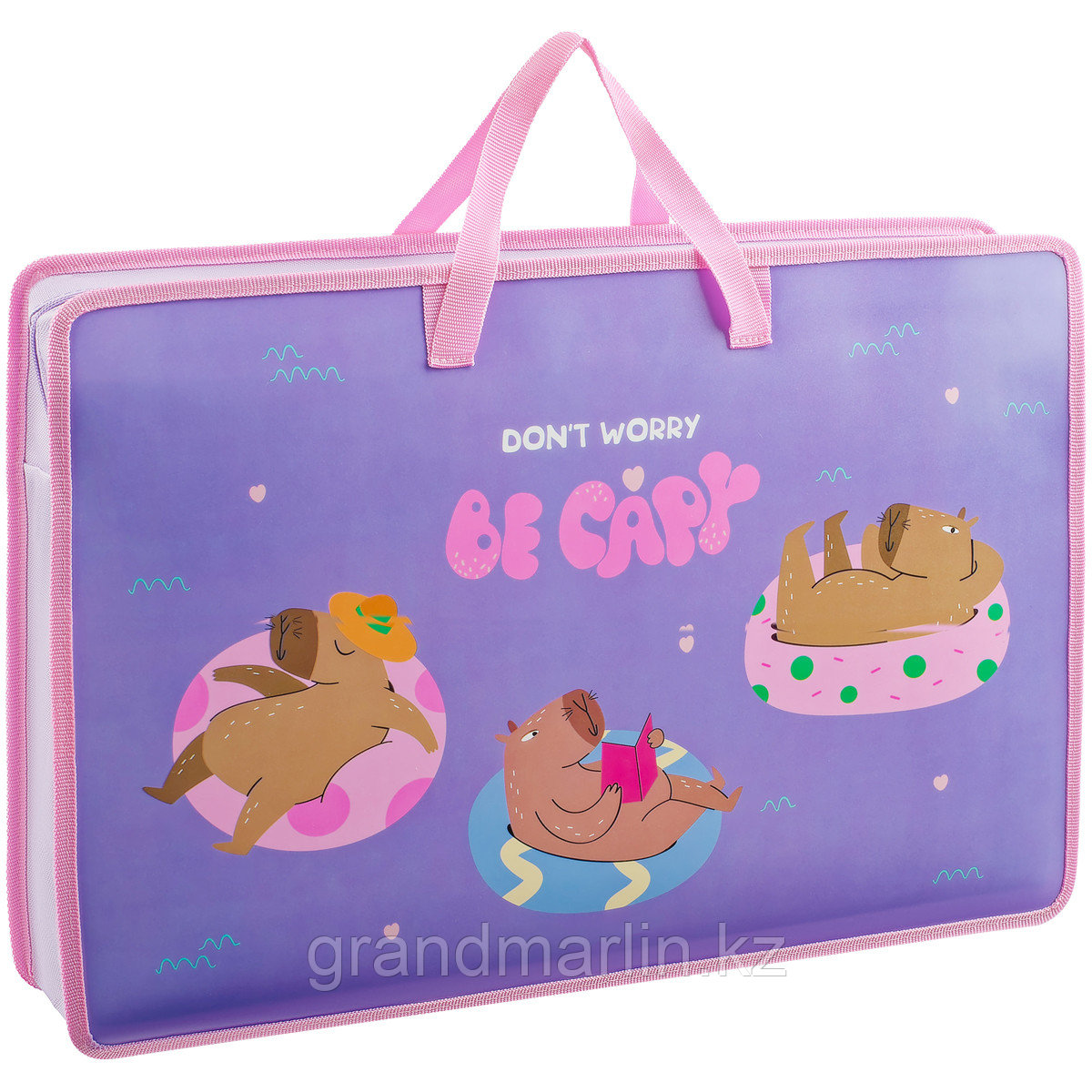 Папка для чертежей и рисунков А3 ArtSpace "Capybara", пластик, 85мм, на молнии, фото 1