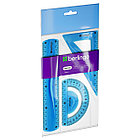 Набор чертежный средний Berlingo "Flexy" (треуг.14см, линейка 20см, трансп.) гибкий, ассорти, европ., фото 5