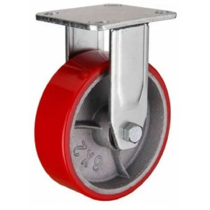 Колесо для тележки Fcp200 большегрузное полиуретановое неповоротное 200 мм, фото 1