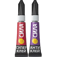 Клей универсальный СИЛА СВЕРХПРОЧНЫЙ 3 гр. + Антиклей 3 гр. SABL1-33