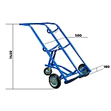 Тележка для 2х баллонов пропан,кислор.TOR ТГК-П(250 резина+160 поворотное), фото 2