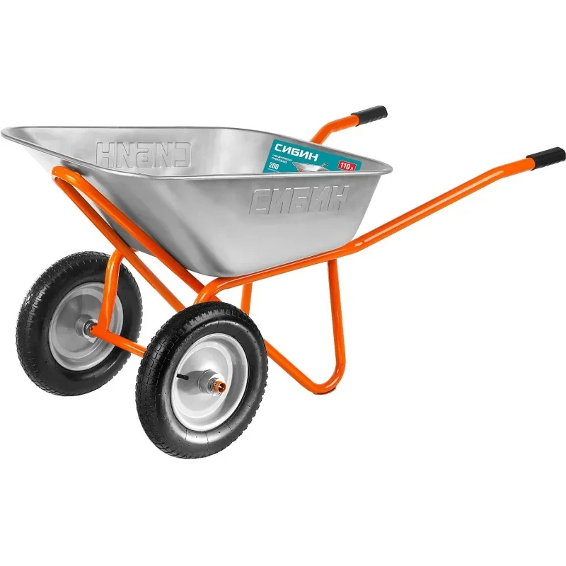Тачка строительная двухколесная СИБИН СТ-22 110 л 200 кг, фото 1