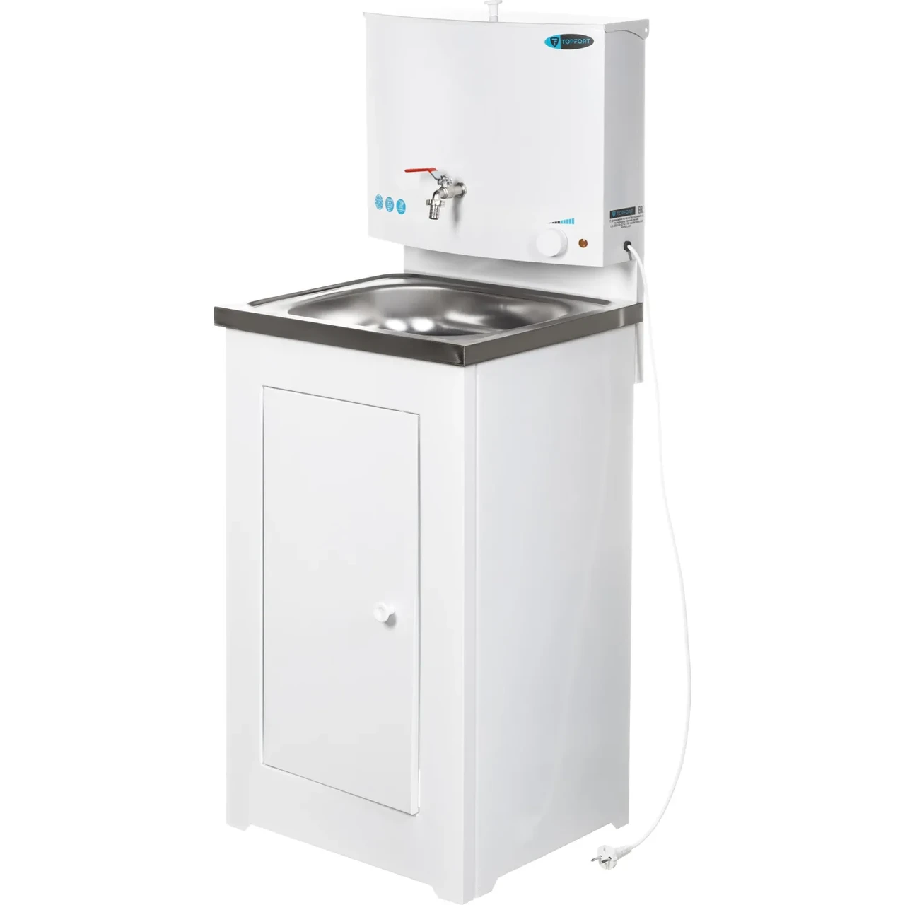 Умывальник дачный Topfort ELEGANT с подогревом 17л, нерж. мойка, белый, фото 1