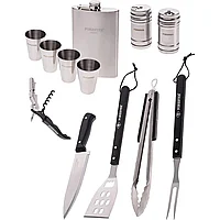 Набор для гриля, 12 предметов с флягой и стопками,Forester, E-COM, BBQ-12,W