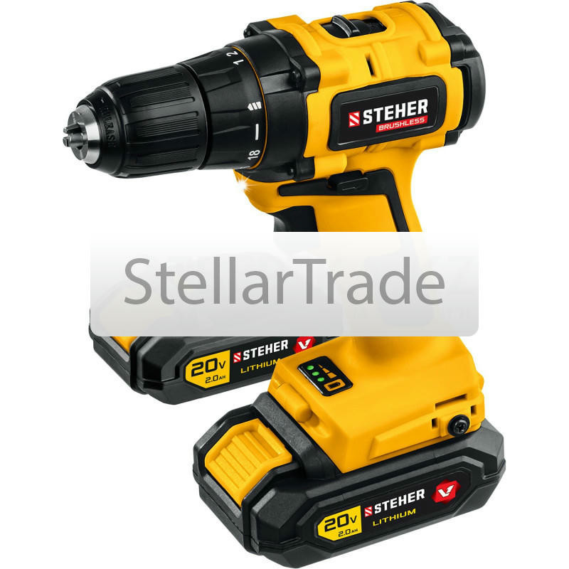 Бесщеточная дрель-шуруповерт STEHER V1 CDB-200-2