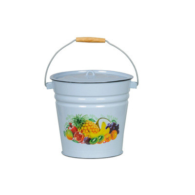 Ведро эмалированное 12 л, с крышкой, Стальэмаль 1с28с, Экзотика, серо-голубой, фото 1