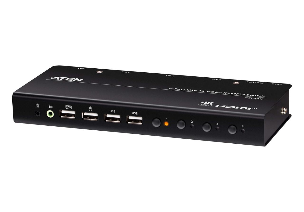 ATEN 4-портовый KVMP™-переключатель USB, HDMI 4K (кабели в комплекте) CS784H, фото 1