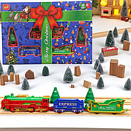 4299-94 Поезд новогодний + 2 вагона + 2 елки 34*24см, фото 2