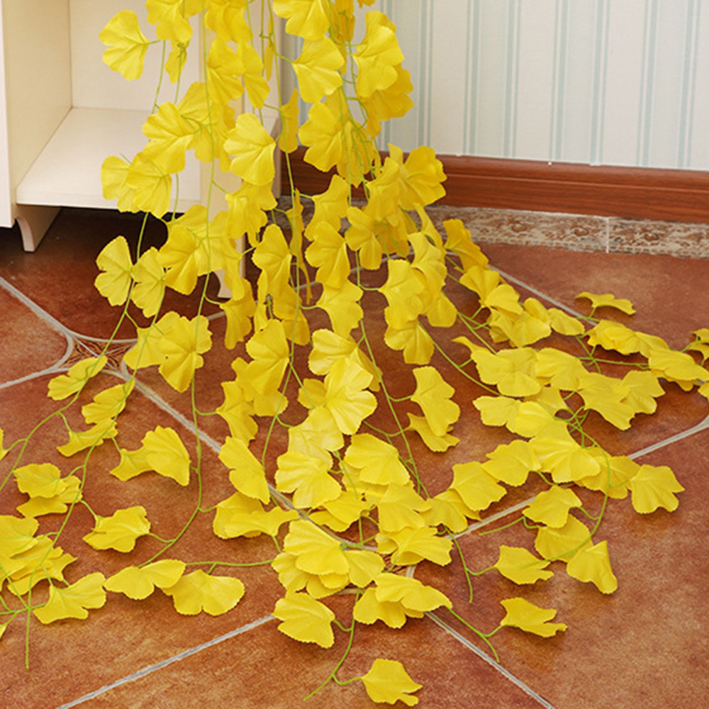 Гирлянда Лиана из искусственных листьев  для декора 6 шт. по 250см желтые