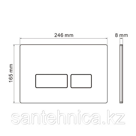 Кнопка смыва WAVE V1 универсальная БЕЛАЯ АБС прямоугольная, фото 2