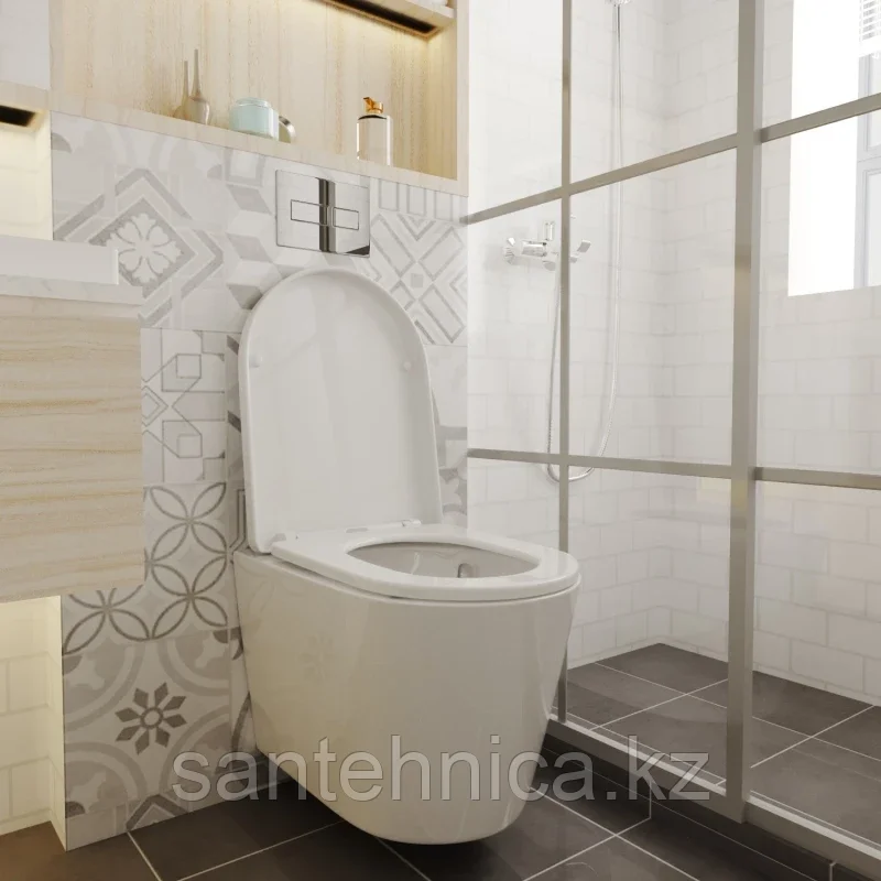 Унитаз подвесной безободковый WAVE KORAL Tornado1.0, сид. дюропласт,м/л,быстр,БЕЛЫЙ глянец (XL)