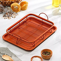 Противень Прима. Гриль с решёткой два в одном 35×25×10 см,