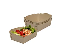 Контейнер бумажный Crystal Box 400мл без крышки 141х97х45мм, Double kraft с прямым дном (50 шт.)